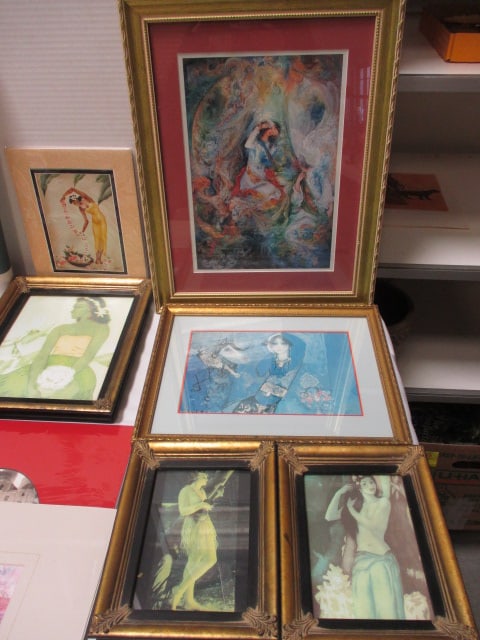 Art Shelf Lot - Framed Prints, Vintage Posters and Advertisements, 1920s - 2