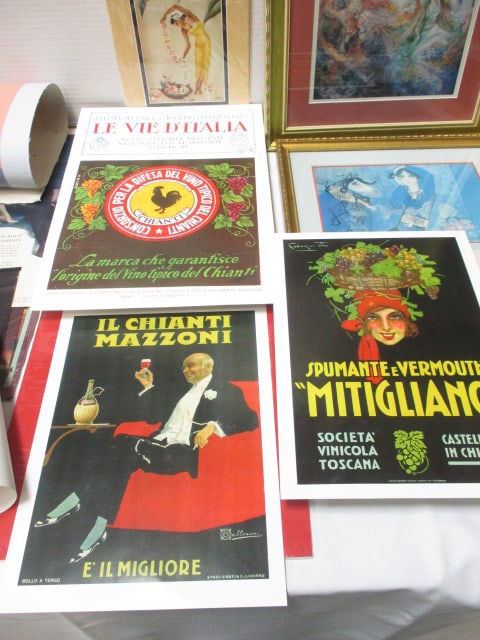 Art Shelf Lot - Framed Prints, Vintage Posters and Advertisements, 1920s - 7