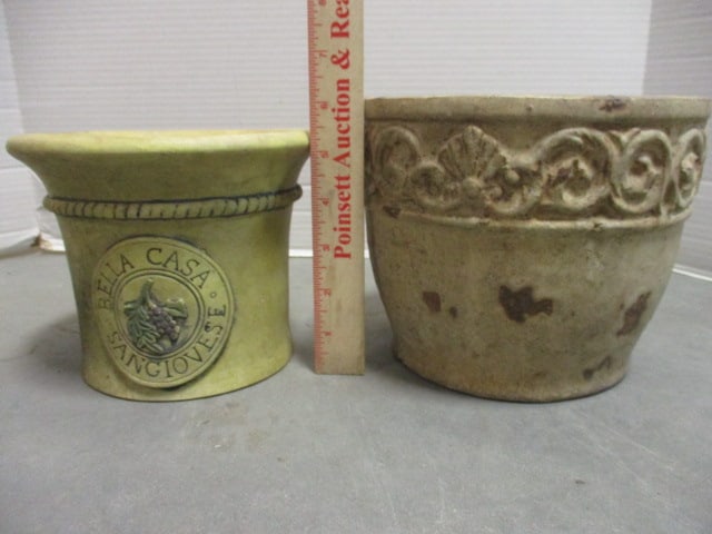 4 Vintage Stoneware Pottery Flower Pots - 11
