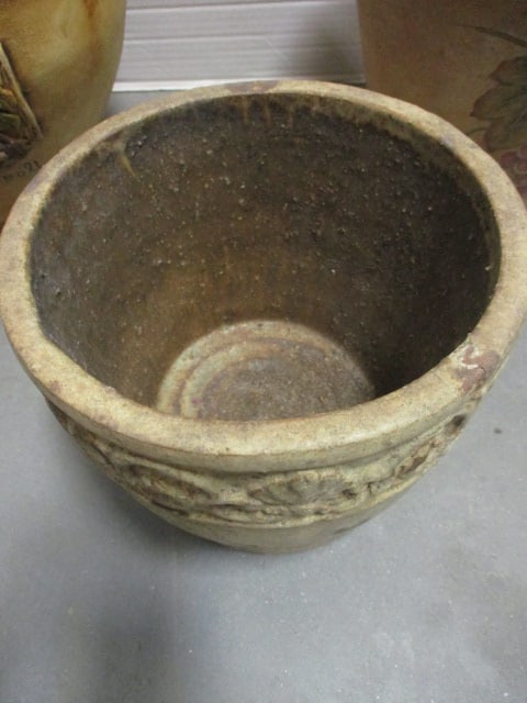 4 Vintage Stoneware Pottery Flower Pots - 7