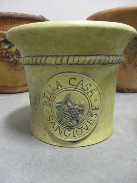 4 Vintage Stoneware Pottery Flower Pots - 8