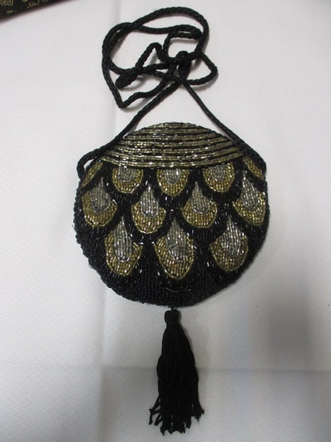 Lot of 3 Black and Gold Evening Handbags and Sheer Silver Scarf - 2