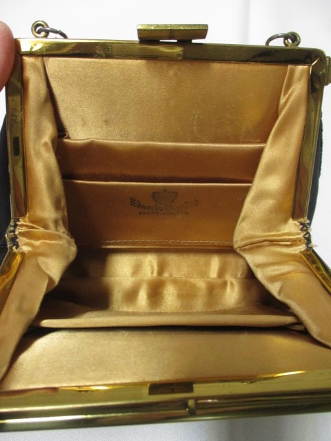 Lot of 3 Black and Gold Evening Handbags and Sheer Silver Scarf - 6