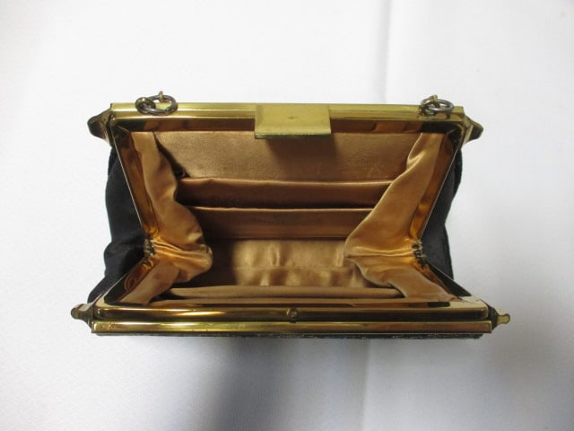 Lot of 3 Black and Gold Evening Handbags and Sheer Silver Scarf - 8