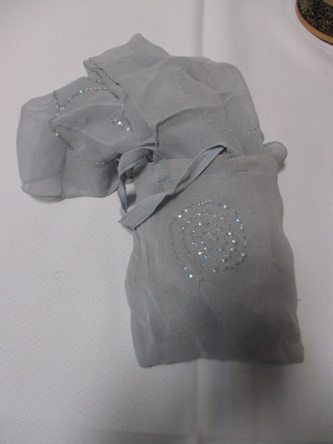 Lot of 3 Black and Gold Evening Handbags and Sheer Silver Scarf - 9