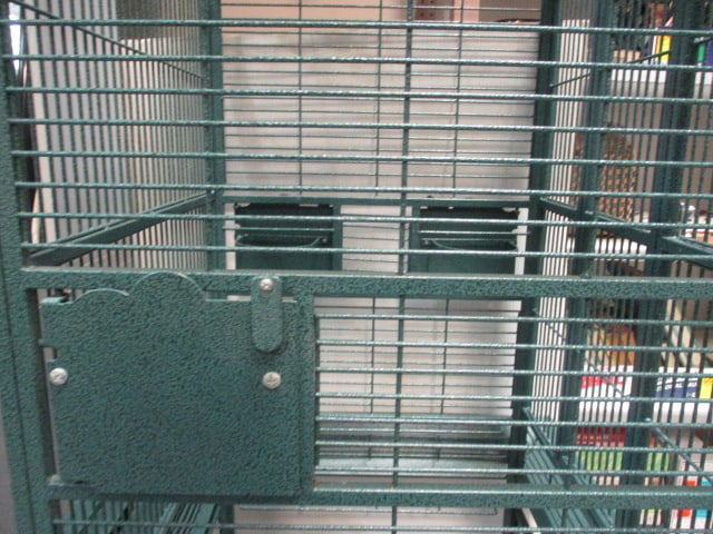 Large Green Metal Bird Cage with Food and Accessories - 7