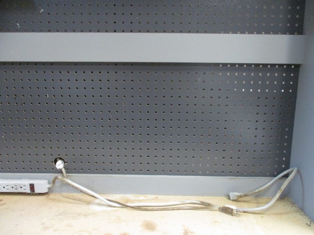 Large Industrial Work Bench with 3 Drawers, Cabinet, Pegboard with Organizers, - 6