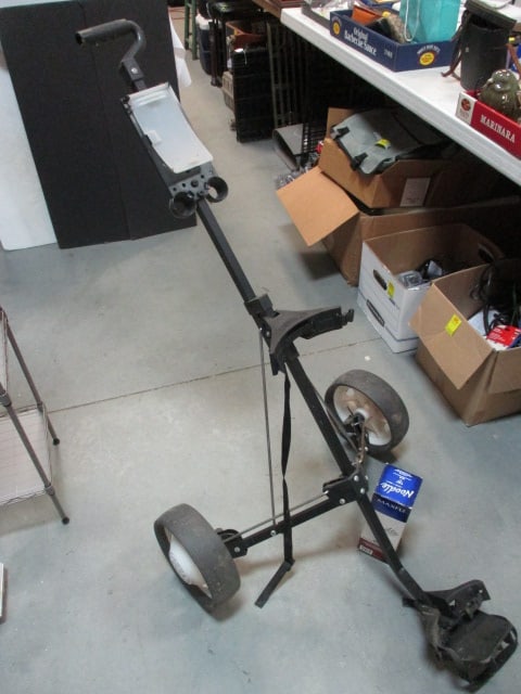 Golf Bag Cart, Nike Sumo SQ 5000 Driver, and Box of MaxFli Noodle Practice Balls - 2