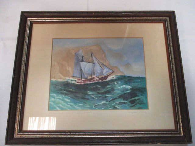 Vintage Hand-Colored Reproduction of "Alaskan Coastal Freighter" by - 2