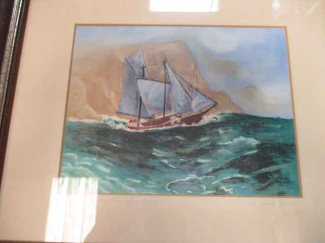 Vintage Hand-Colored Reproduction of "Alaskan Coastal Freighter" by - 8