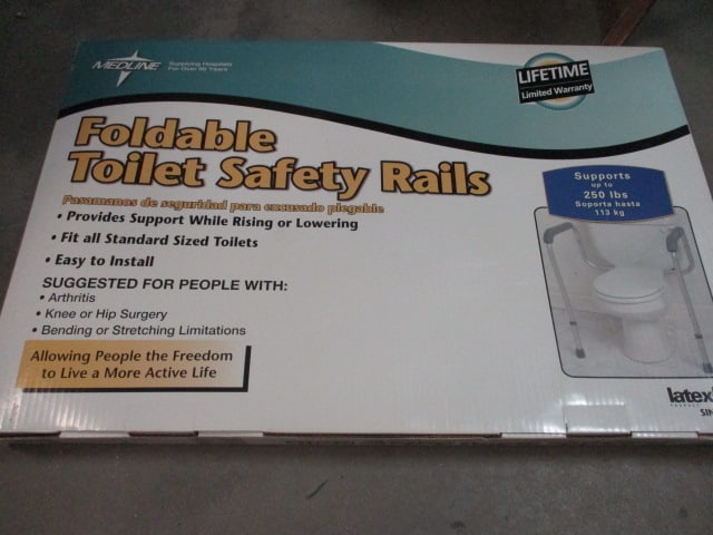 New Old Stock Medline Foldable Toilet Safety Rails: .