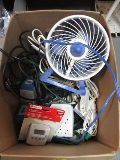 Lot of Electric Fans, Timers, Extension Cords, and Electrical Adapters - 2