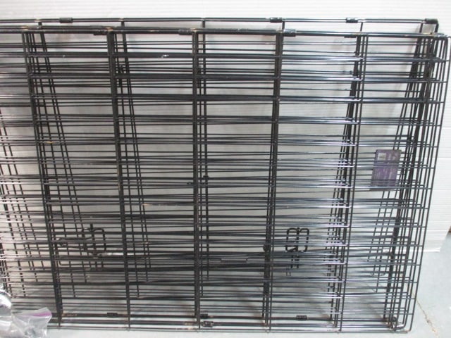 Large Black Metal Wire Dog Kennel with Mat - 4