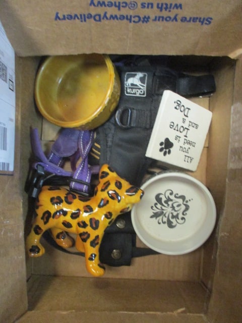 Small Pet Carrier, Dog Bowls, Harness Collars, and Pet Figurines - 2