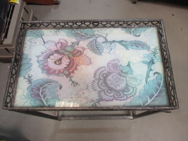 2 Wrought Iron and Tile Top Nesting Butler Tables - 3