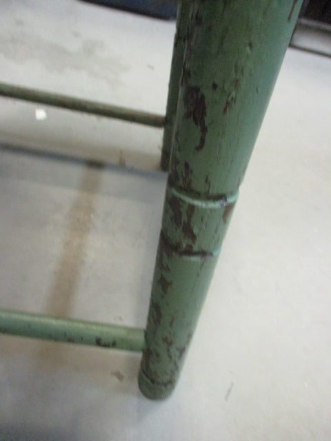 Vintage Farmhouse Weathered Green Painted Stool - 3