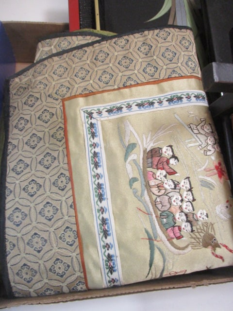 Decorative Asian Lot - Trays, Address Book, Photo, Matches, and Trivets - 4