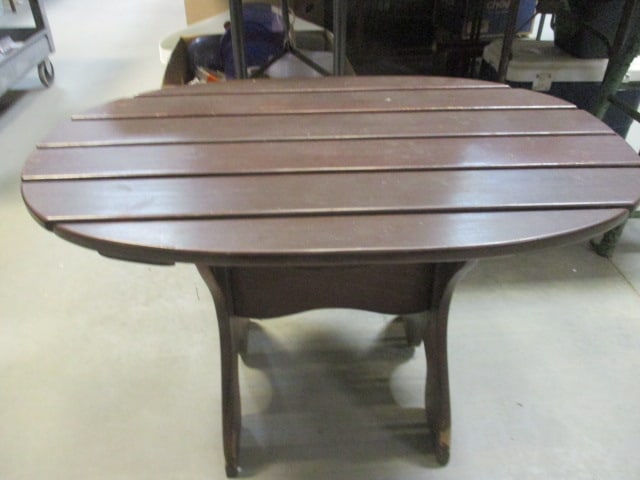 Oval Slat-Top Wood Patio Side Table (1 of 4)