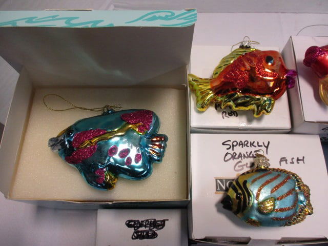 Lot of Kurt Adler, Komozja Family, and Others Handblown Glass Fish and - 2