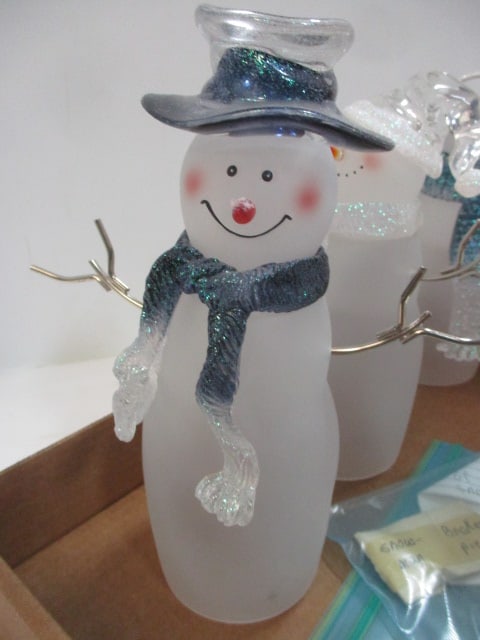 Lot of 6 Glass and Plastic Snowman Sculptures - 6