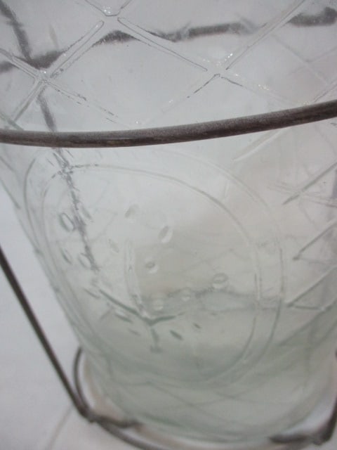 Creative Co-Op Glass Vase in Metal Stand with Metal Flower Frog Lid - 4