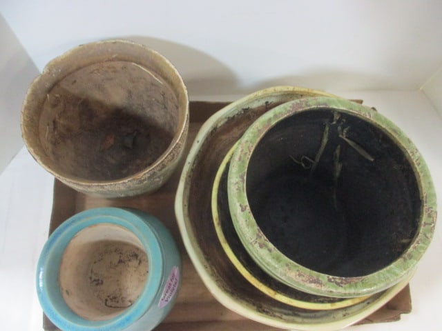 Lot of 5 Ceramic Pottery Flower Pots and Planters - 5