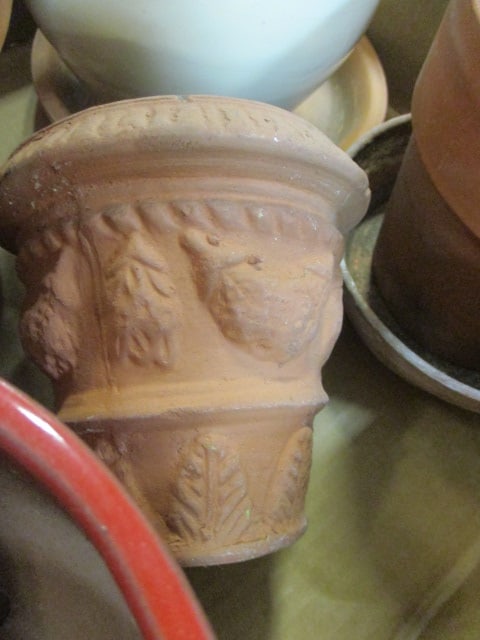 Lot of 5 Ceramic Pottery Flower Pots and Planters - Some with Underplates - 4