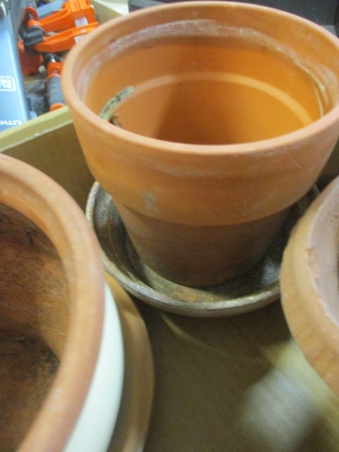 Lot of 5 Ceramic Pottery Flower Pots and Planters - Some with Underplates - 6