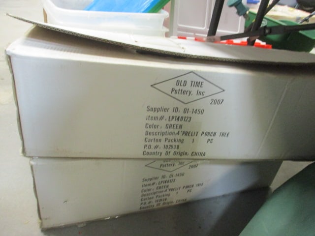 Pair of Old Time Pottery Pre-Lit Porch Christmas Trees with Original Boxes - 8