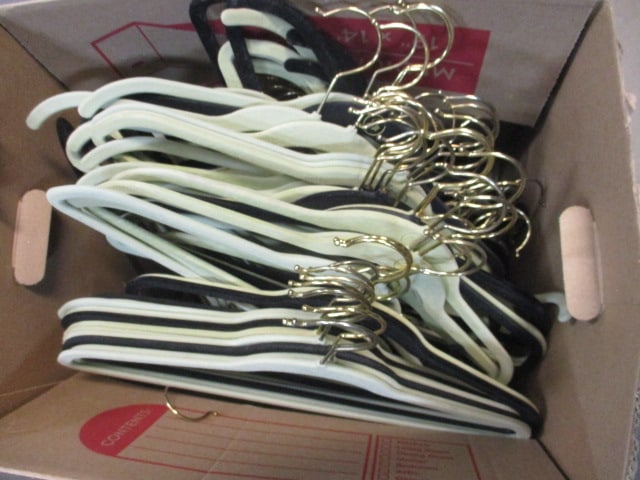 Large Lot of Velvet-Covered Slim Hangers, Wood and Plastic Hangers, and - 2