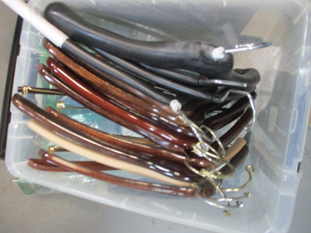 Large Lot of Velvet-Covered Slim Hangers, Wood and Plastic Hangers, and - 4