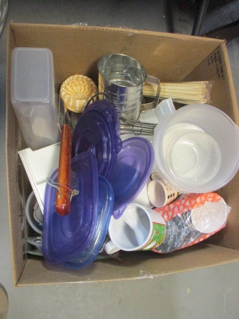 Large Kitchen Lot - Cups, Plastic Containers, Sifter, Utensils, Skewers, etc. (1 of 7)