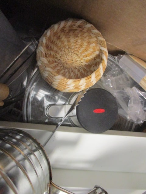 Large Kitchen Lot - Cups, Plastic Containers, Sifter, Utensils, Skewers, etc. - 4