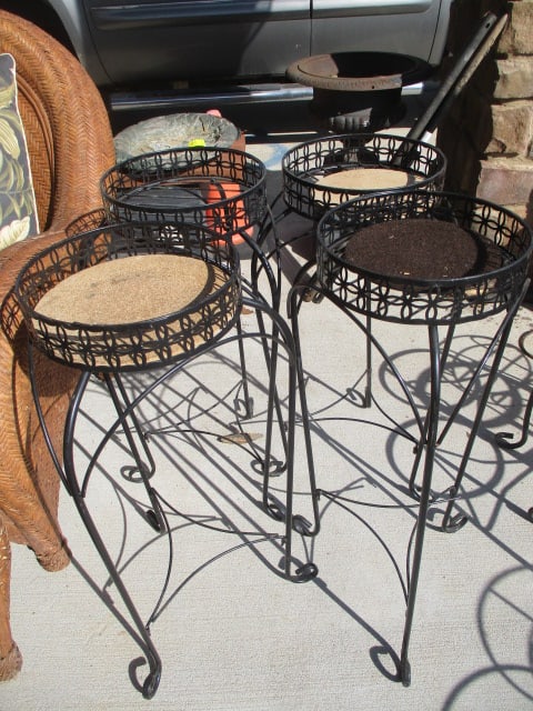 4 Decorative Wire Metal Plant Stands: 10" x 28 1/2" each 