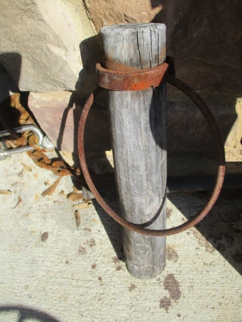 Primitive Aged Metal Canister with Hook and Wood and Metal Yoke Hanger - 4