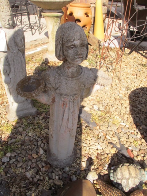 Concrete Bird Girl Garden Statue (1 of 4)