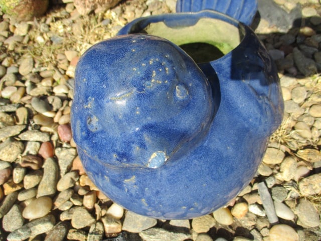 Blue Ceramic Pottery Bird Planter - 2