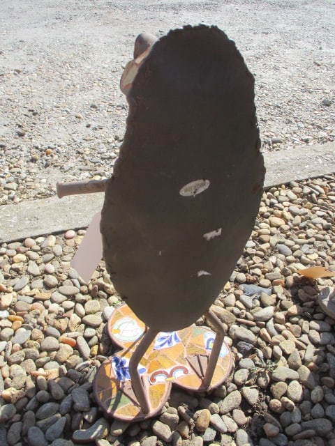 Metal and Tile Garden Frog Sculpture Planter - 5