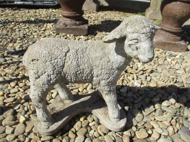 Small Concrete Lamb Garden Statue (1 of 3)