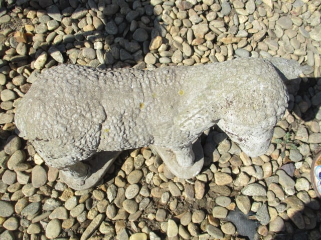 Small Concrete Lamb Garden Statue - 2