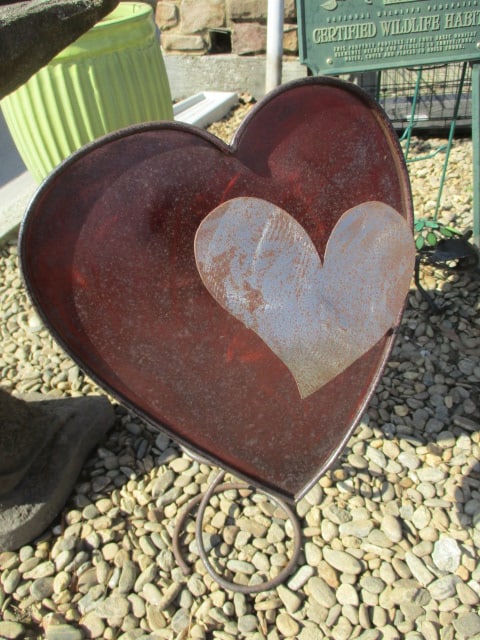 Whimsical Metal Heart Garden Art Sculpture: 27" 