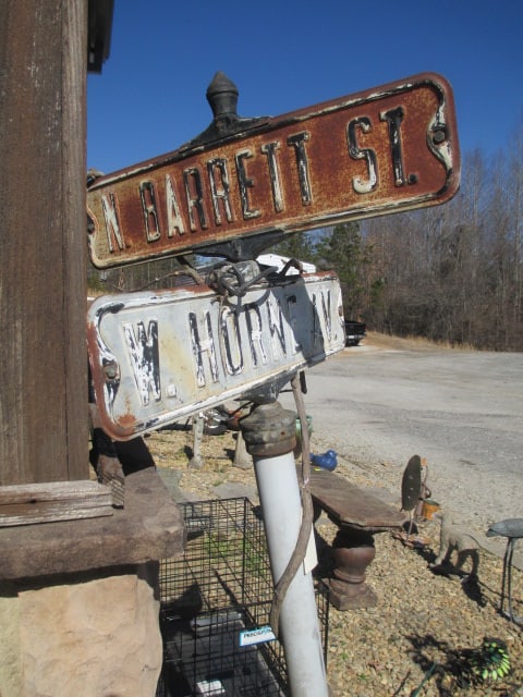 Vintage "W. Horne Av." and "N. Barrett St." Metal Street Sign: 64", rust and wear, Local Pickup Only 