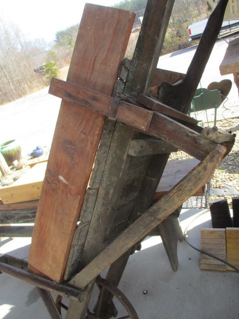 Primitive Wood and Metal Wheelbarrow - 5