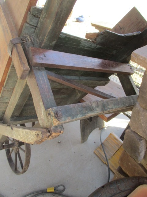 Primitive Wood and Metal Wheelbarrow - 6