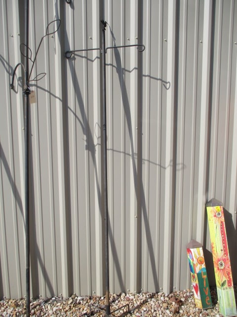 Large Black Metal Shepherd's Plant Hook with Bird Topper: 72", Local Pickup Only