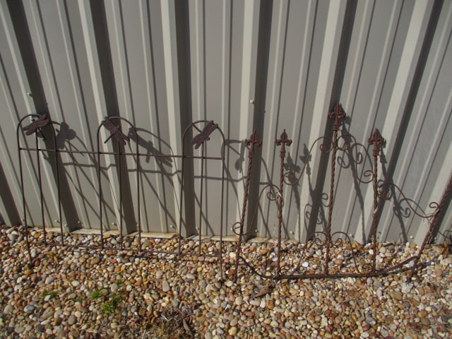 2 Vintage Weathered Metal Garden Fence Sections (1 of 3)