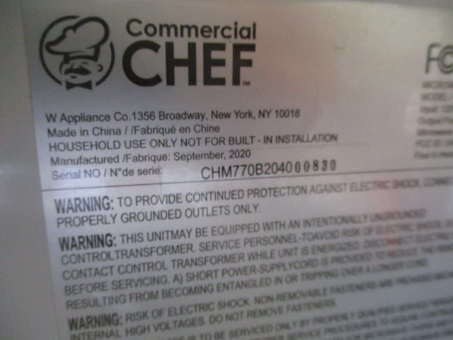Black Commercial Chef 1100 Watt Microwave - 5