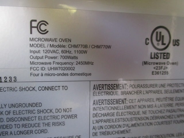 Black Commercial Chef 1100 Watt Microwave - 6