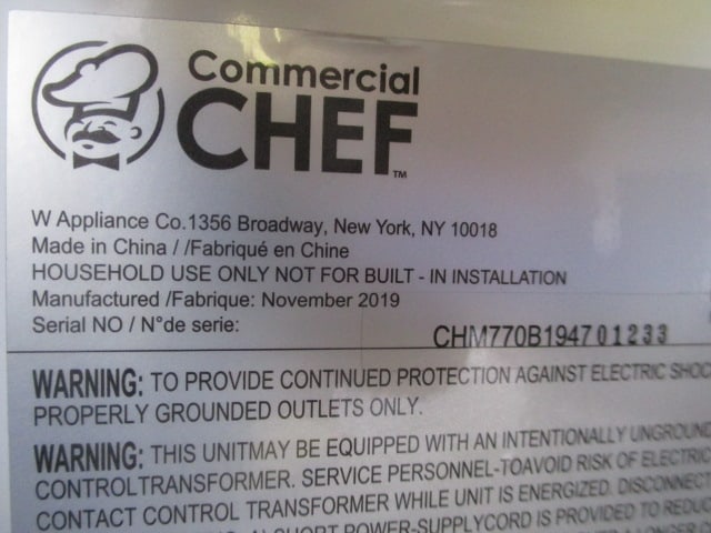 Black Commercial Chef 1100 Watt Microwave - 7