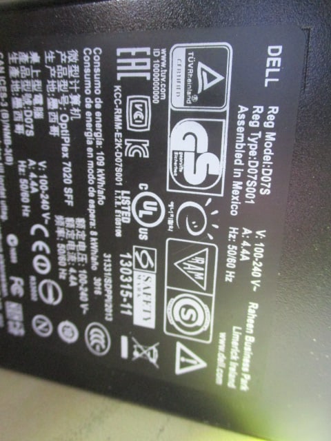 Dell Optiplex 7020 CPU, 23" Monitor, Keyboard, Mouse and Power Cords - 9